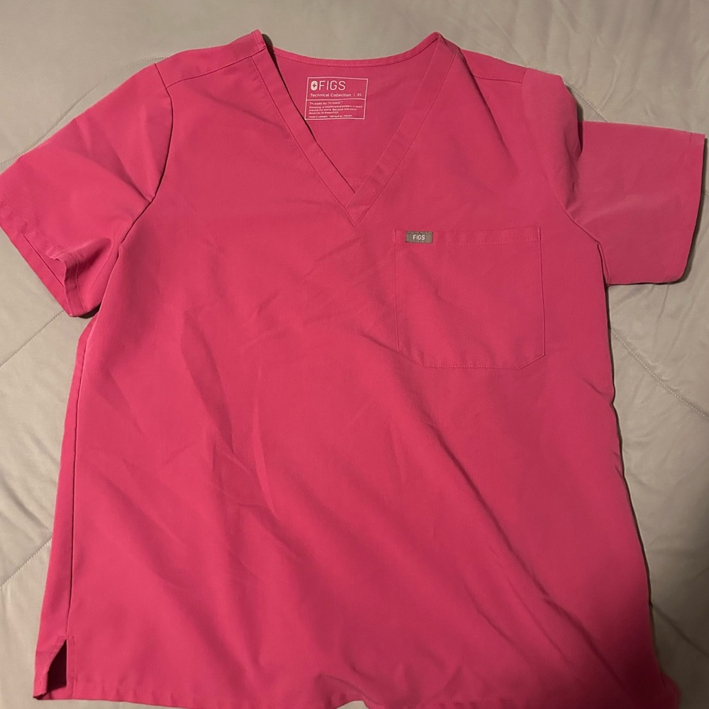 Figs Pink V-Neck Scrub Top